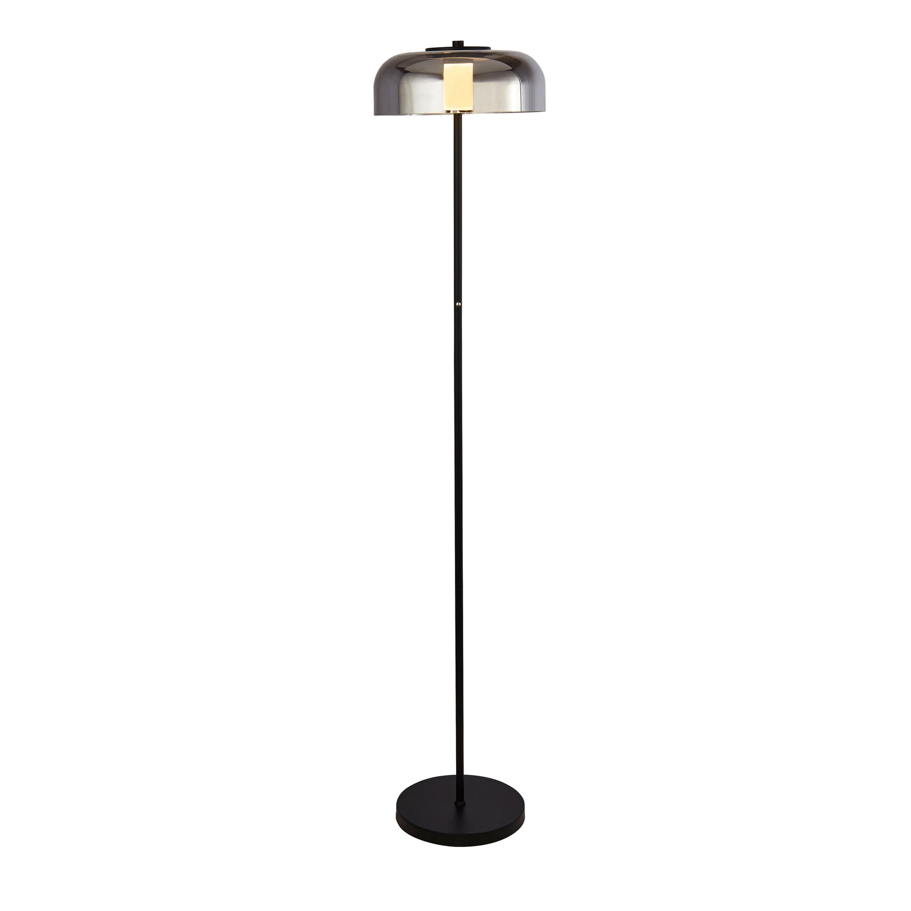 Frisbee Floor Lamp  - Black Metal & Smoked Glass