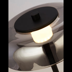 Searchlight Electric Frisbee Floor Lamp  - Black Metal & Smoked Glass 59802-1SM