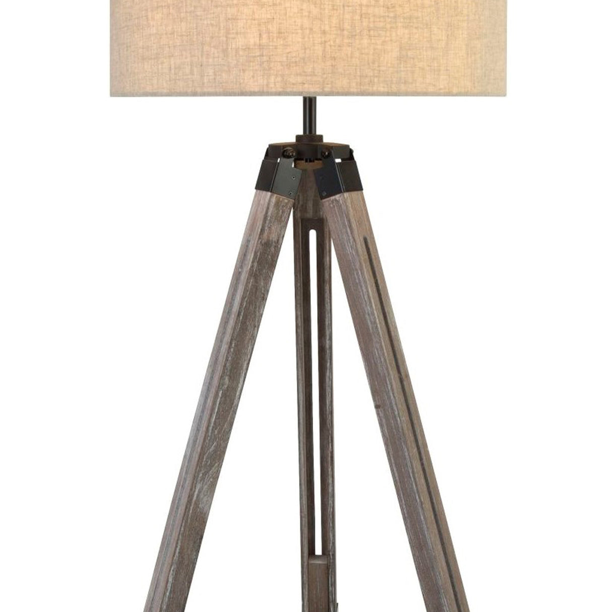 Searchlight Electric Easel Floor Lamp - Light Wood & Cream Linen Shade 6006BR