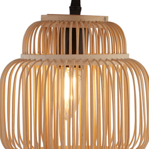 Searchlight Electric x Java Table Lamp - Black Metal & Bamboo Shade 60095BK