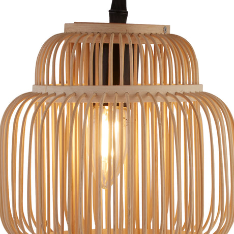 Searchlight Electric x Java Table Lamp - Black Metal & Bamboo Shade 60095BK