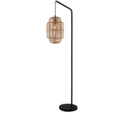 x Java Floor Lamp - Black Metal & Bamboo Shade