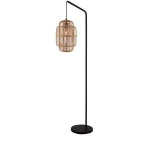 x Java Floor Lamp - Black Metal & Bamboo Shade