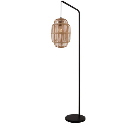 x Java Floor Lamp - Black Metal & Bamboo Shade