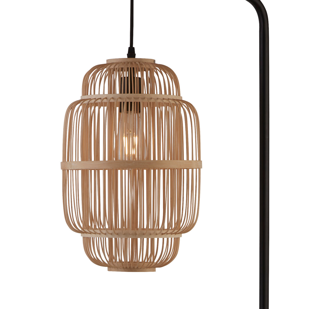 Searchlight Electric x Java Floor Lamp - Black Metal & Bamboo Shade 60096BK