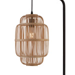 Searchlight Electric x Java Floor Lamp - Black Metal & Bamboo Shade 60096BK