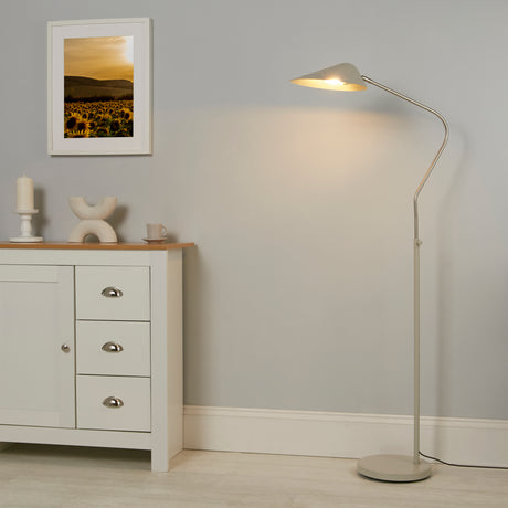 Searchlight Electric Swan Floor Lamp - Chrome & White Metal 60420WH
