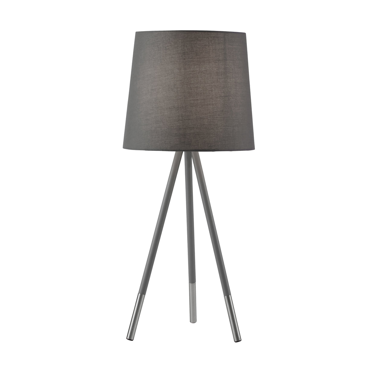 Searchlight Electric Rio Table Lamp - Satin Silver & Grey Metal & Grey Fabric 60421GY