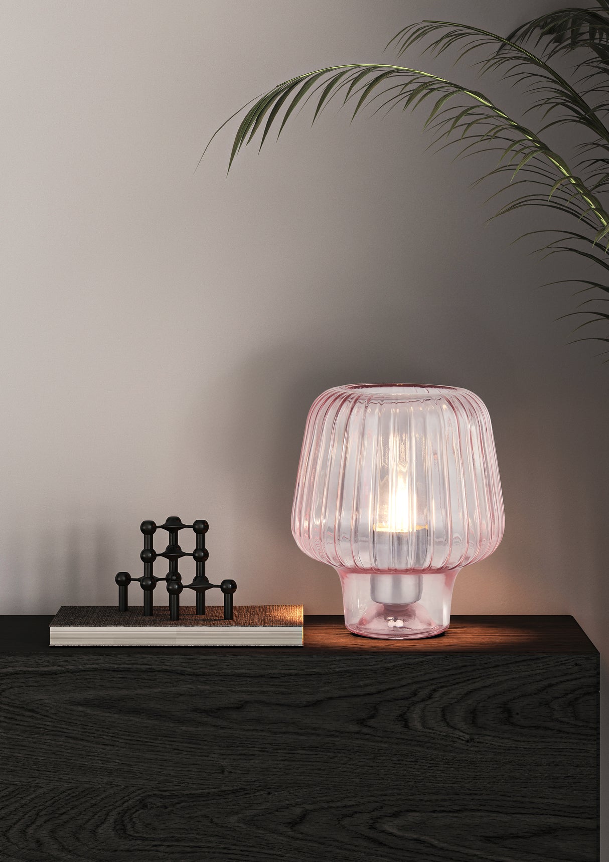 Searchlight Electric Aria Table Lamp - Pink Ripple Glass 60753PI