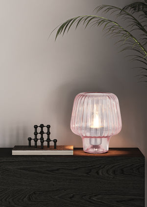 Searchlight Electric Aria Table Lamp - Pink Ripple Glass 60753PI