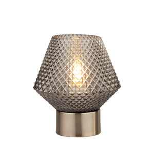 Avia Table Lamp - Black Chrome Metal & Smoked Glass