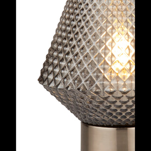 Searchlight Electric Avia Table Lamp - Black Chrome Metal & Smoked Glass 60754SM