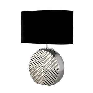 Searchlight Electric Regen Table Lamp - Chrome Ceramic with Black Fabric Shade 60804CC