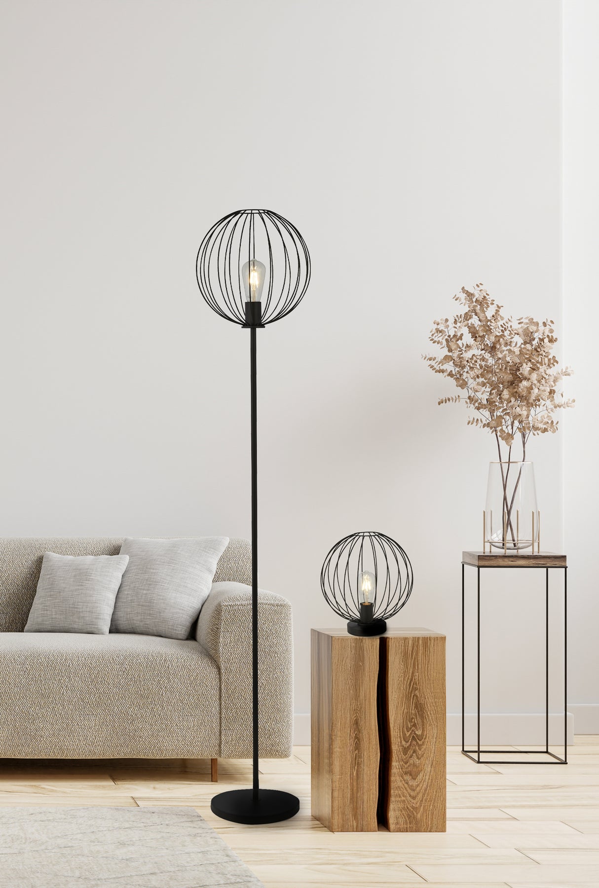 Searchlight Electric Rondo Floor Lamp - Black Metal 60832BK