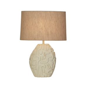 Adelaide 1Lt Table Lamp, Cream Resin with Oatmeal Linen Shad