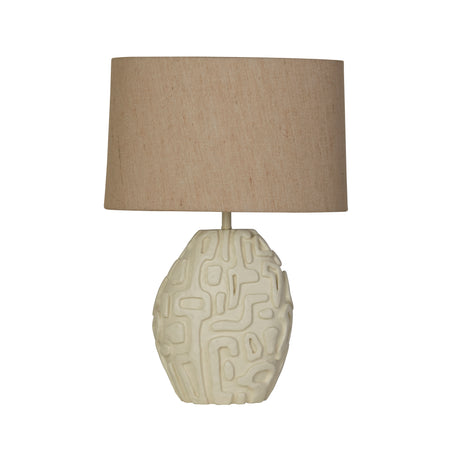 Searchlight Electric Adelaide 1Lt Table Lamp, Cream Resin with Oatmeal Linen Shad 61520CR