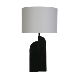 Searchlight Electric Perth 1Lt Table Lamp, Matt Black Resin & White Linen Shade 61650BK