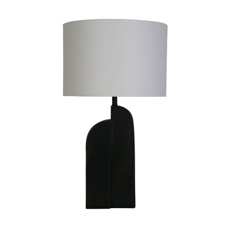 Searchlight Electric Perth 1Lt Table Lamp, Matt Black Resin & White Linen Shade 61650BK