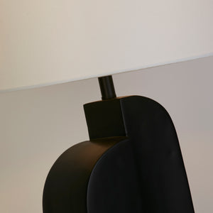 Searchlight Electric Perth 1Lt Table Lamp, Matt Black Resin & White Linen Shade 61650BK