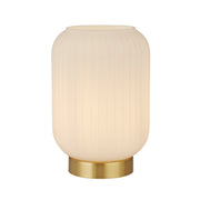 Pearl Table Lamp - White Frosted Glass & Satin Brass Metal