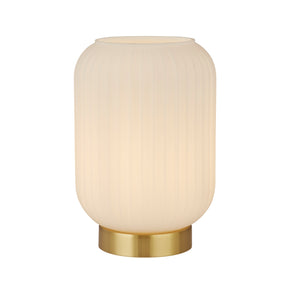 Pearl Table Lamp - White Frosted Glass & Satin Brass Metal