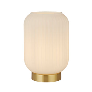 Pearl Table Lamp - White Frosted Glass & Satin Brass Metal