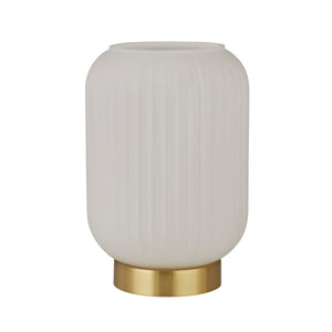 Searchlight Electric Pearl Table Lamp - White Frosted Glass & Satin Brass Metal 61972SB