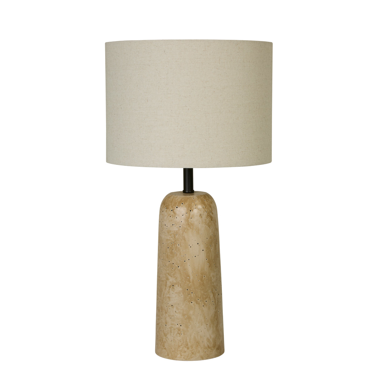 Searchlight Electric Agra Table Lamp -  Travertine effect & Fabric Shade 62019