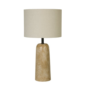 Searchlight Electric Agra Table Lamp -  Travertine effect & Fabric Shade 62019