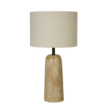 Searchlight Electric Agra Table Lamp -  Travertine effect & Fabric Shade 62019
