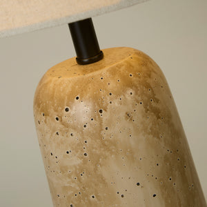 Searchlight Electric Agra Table Lamp -  Travertine effect & Fabric Shade 62019