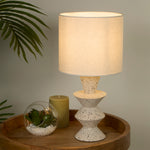 Searchlight Electric Malacca Table Lamp - Stoneware & White Fabric Shade 62021CR