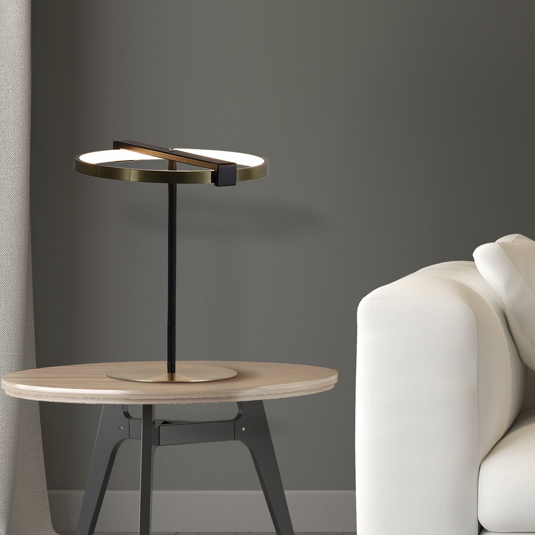 Searchlight Electric Aerial LED Table Lamp, Gold and Black Metal 62331GO