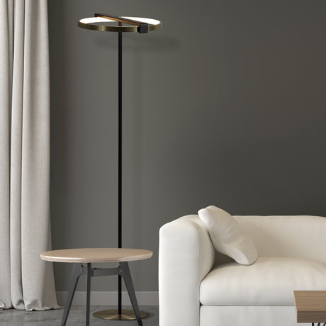 Searchlight Electric Aerial LED Floor Lamp, Gold and Black Metal 62332GO