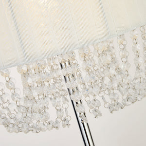 Searchlight Electric Bellano Floor Lamp -  Chrome Metal, White Fabric, Clear Acry 62618CC