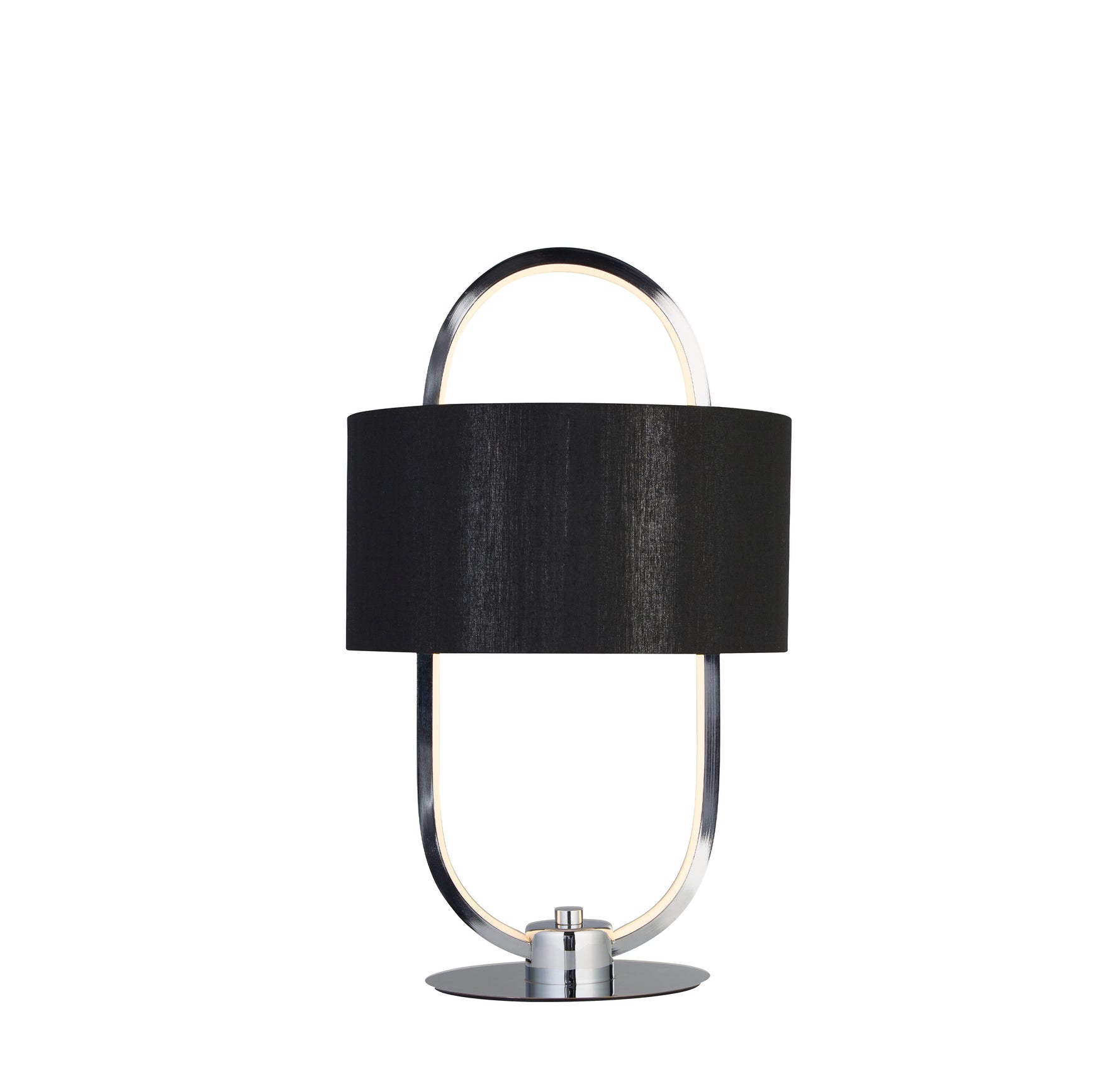 Madrid Table Lamp - Chrome Metal & Black Fabric Shade