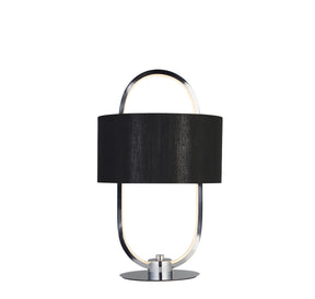 Madrid Table Lamp - Chrome Metal & Black Fabric Shade