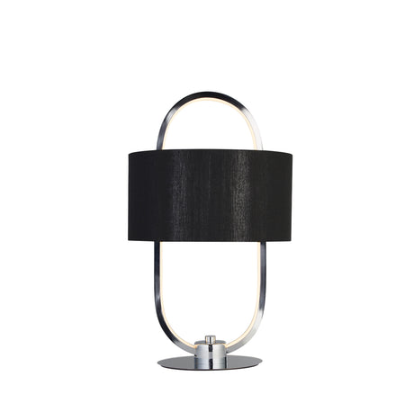 Madrid Table Lamp - Chrome Metal & Black Fabric Shade