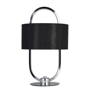 Searchlight Electric Madrid Table Lamp - Chrome Metal & Black Fabric Shade 62801CC
