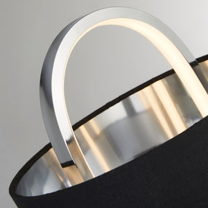 Searchlight Electric Madrid Table Lamp - Chrome Metal & Black Fabric Shade 62801CC