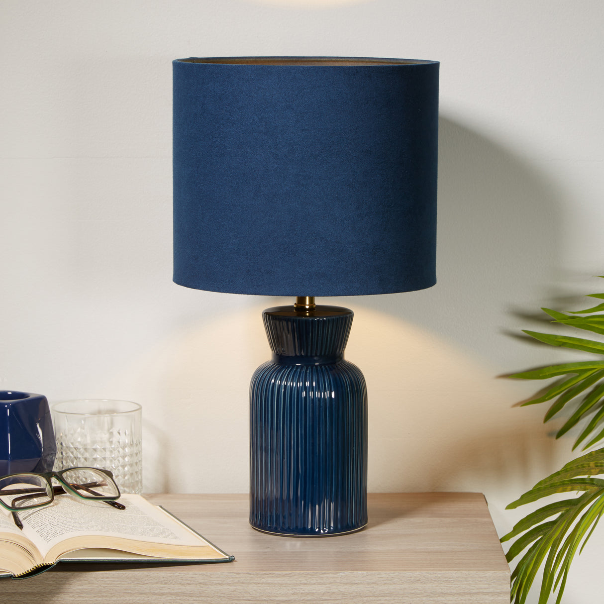 Searchlight Electric Table Lamp - Ceramic & Fabric 62922BL