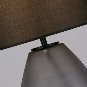 Searchlight Electric Devon 1Lt Table Lamp, Black  Punched Glass with Black Linen 65420BK