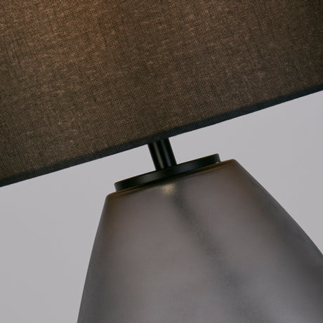 Searchlight Electric Devon 1Lt Table Lamp, Black  Punched Glass with Black Linen 65420BK