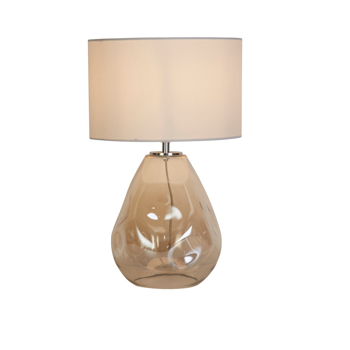 Devon 1Lt Table Lamp, Champagne Punched Glass with Off White