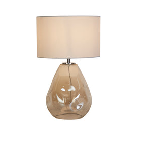 Devon 1Lt Table Lamp, Champagne Punched Glass with Off White