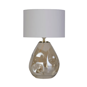 Searchlight Electric Devon 1Lt Table Lamp, Champagne Punched Glass with Off White 65420CP