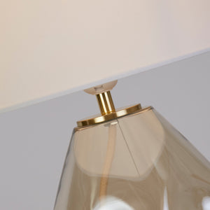 Searchlight Electric Devon 1Lt Table Lamp, Champagne Punched Glass with Off White 65420CP