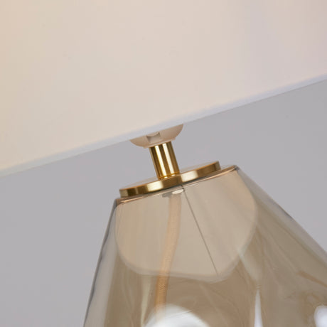 Searchlight Electric Devon 1Lt Table Lamp, Champagne Punched Glass with Off White 65420CP
