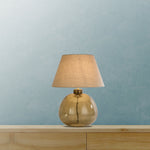 Searchlight Electric Devon 1Lt Table Lamp, Champagne Punched Glass with Off White 65420CP