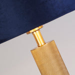 Searchlight Electric London Table Lamp - Knurled Brass & Navy Velvet Shade 65721AZ